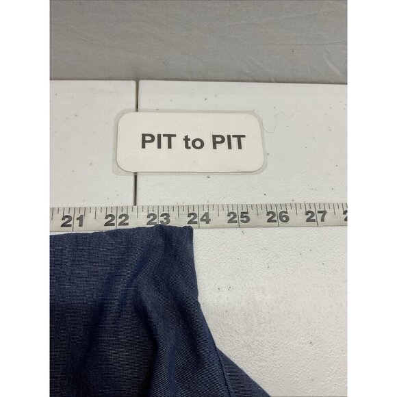 Tulip Brand Swing Tunic Top Navy Blue Button Front Pockets Pleat Lagenlook M - Picture 6 of 12